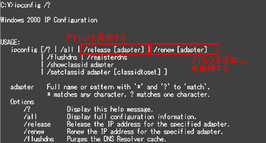 ipconfig [X̕ԋpEĎ擾